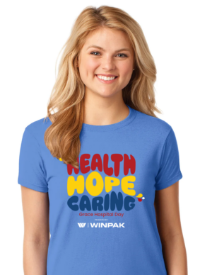health hope caring blue ladies shirt